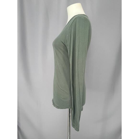 Barefoot Dreams Shirt Womens Small Green 100% Cotton Long Sleeve Crewneck - Picture 4 of 9